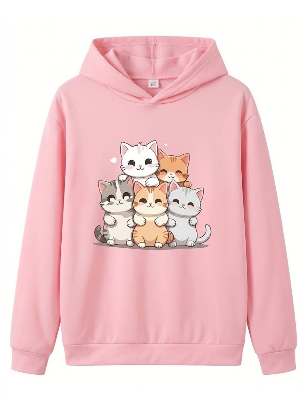 Pink Cute Cat Stack Hoodie